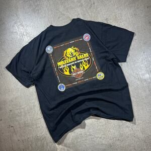 Y2K Harley Davidson Military Sales T-Shirt XL Black Flame